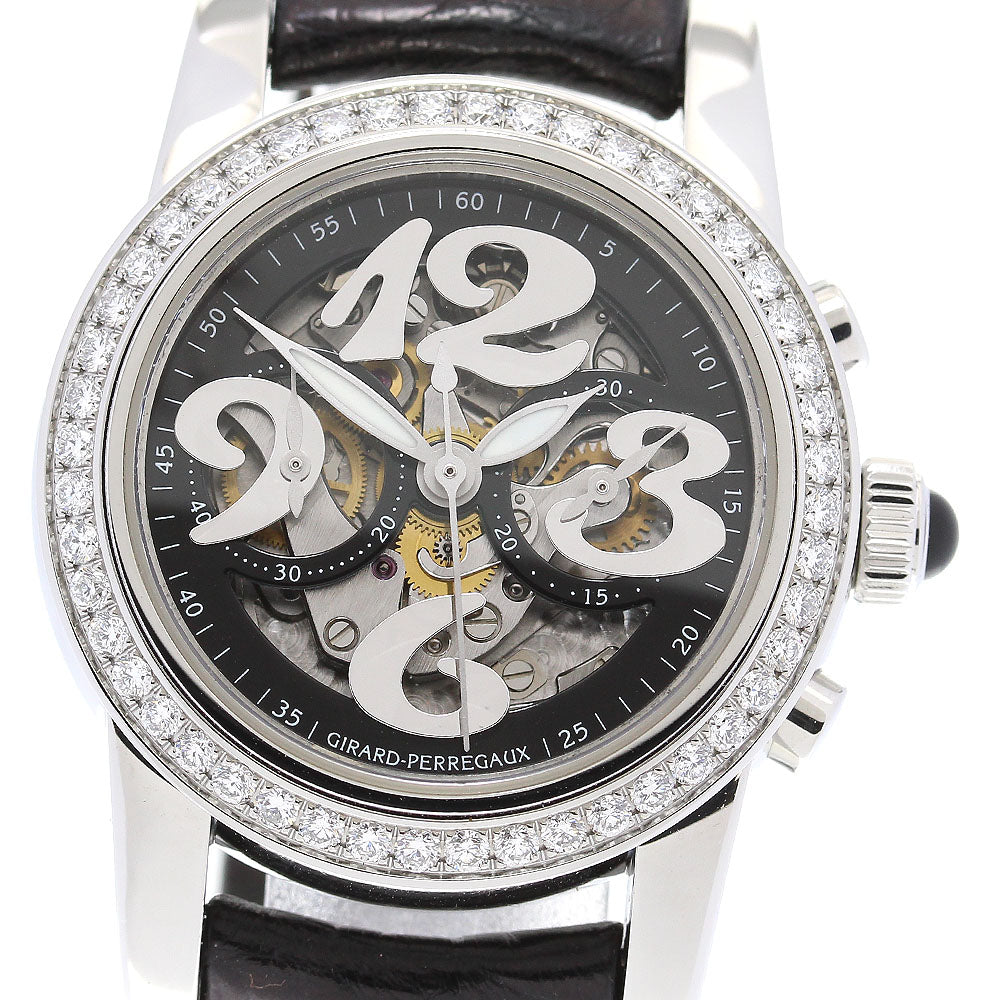 GIRARD PERREGAUX Small Chronograph 80440D-11AB Diamond Bezel skeleton Dial Automatic Ladies Watch_837815