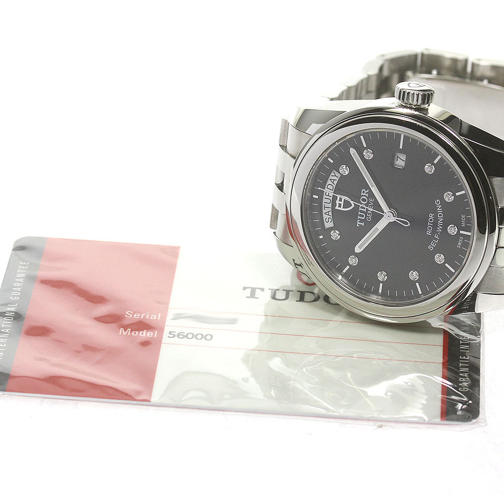 TUDOR Glamor Date Day 56000 10P Diamond Black Dial Automatic Men's Watch_837867