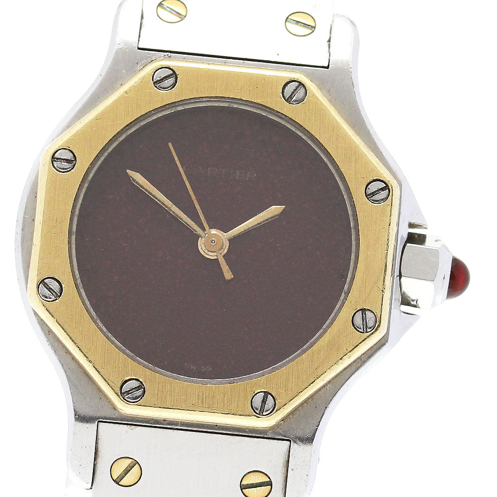 CARTIER Santos Octagon SM YG bezel Bordeaux Dial Automatic Ladies Watch_837879