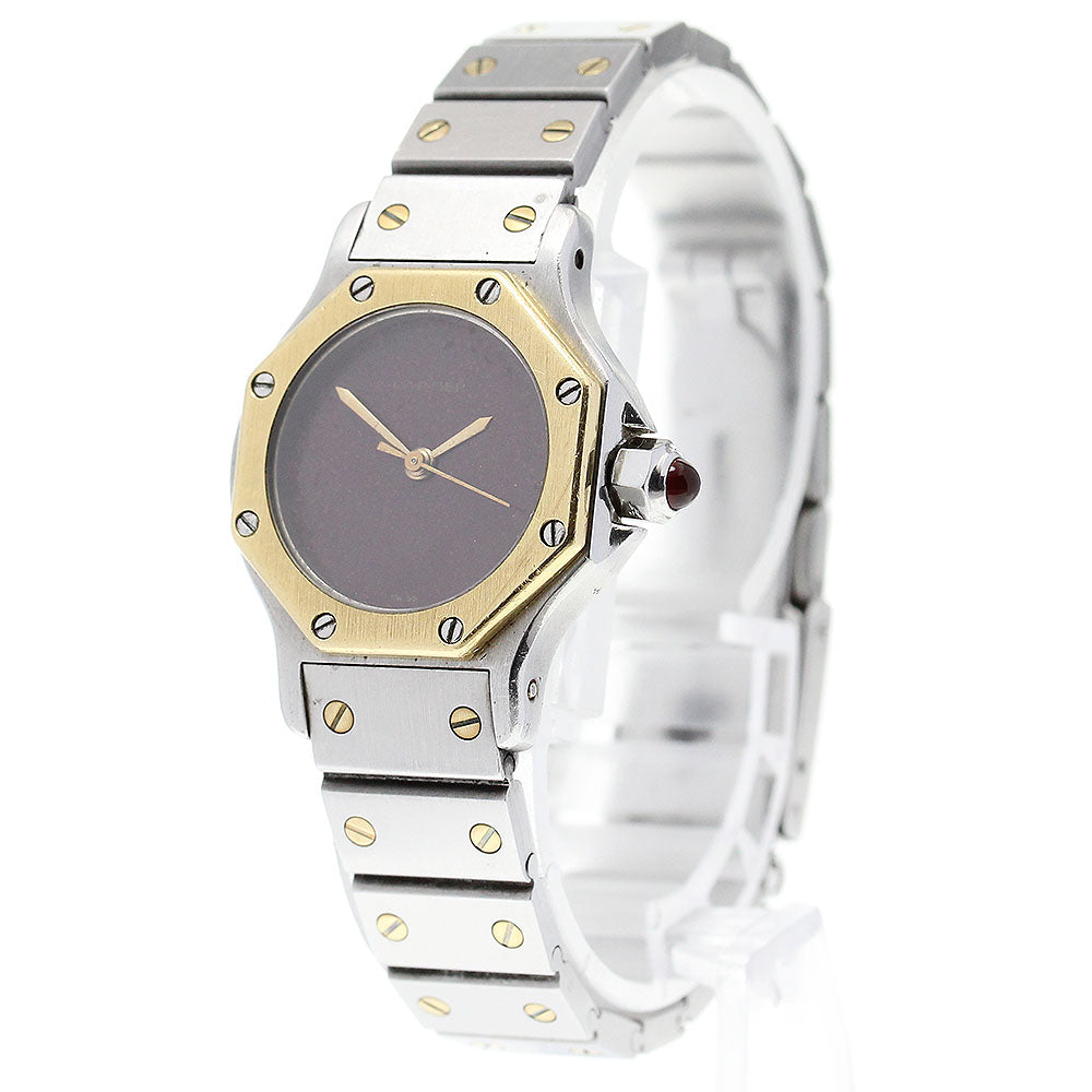 CARTIER Santos Octagon SM YG bezel Bordeaux Dial Automatic Ladies Watch_837879