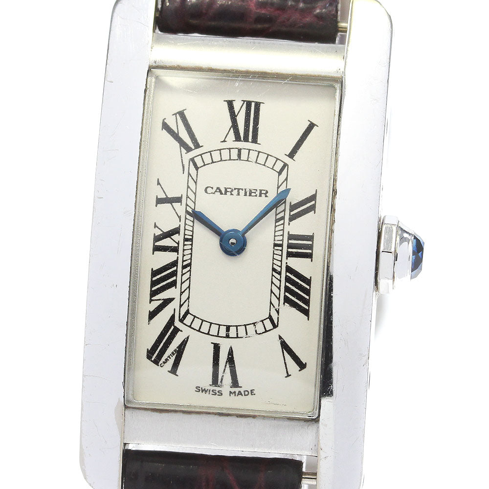 CARTIER Tank American SM W2601956 K18WG beige Dial Quartz Ladies Watch_837935