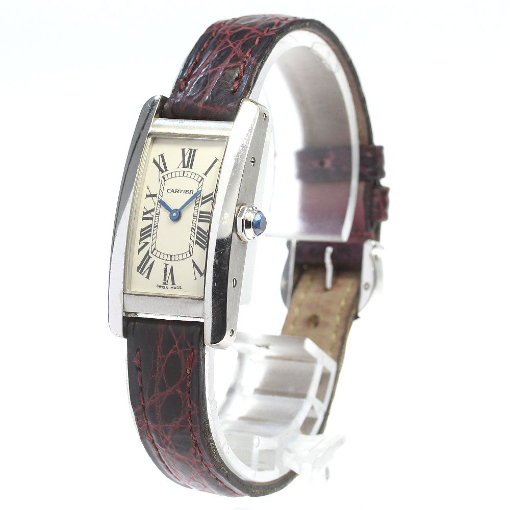 CARTIER Tank American SM W2601956 K18WG beige Dial Quartz Ladies Watch_837935