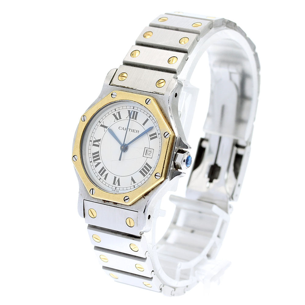 CARTIER Santos Octagon LM YG bezel date white Dial Automatic Men's Watch_837964