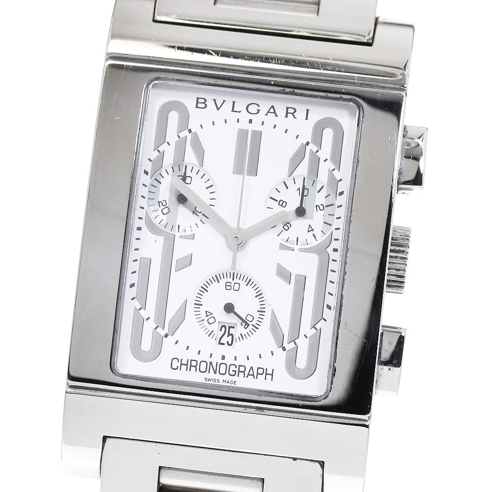 BVLGARI Rettangolo RTC49S Chronograph Date white Dial Quartz Men's Watch_837970