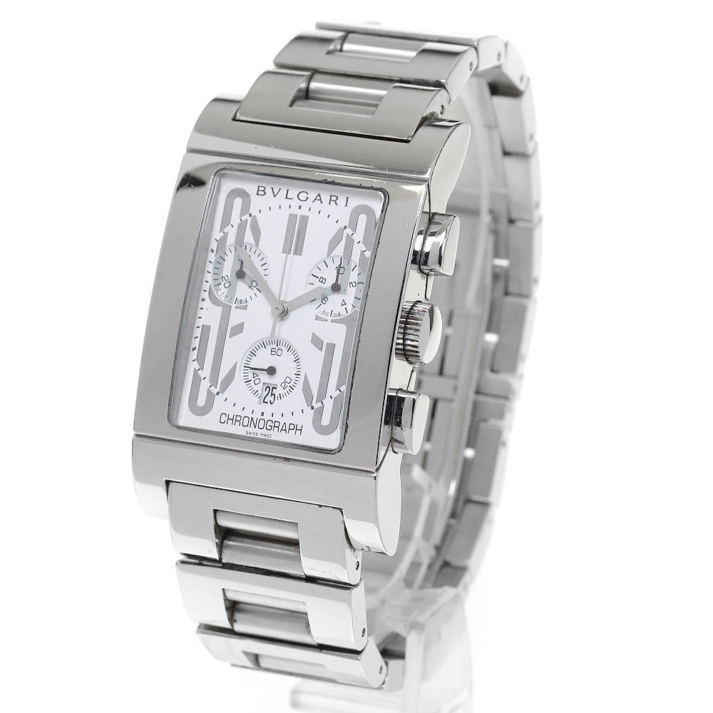 BVLGARI Rettangolo RTC49S Chronograph Date white Dial Quartz Men's Watch_837970