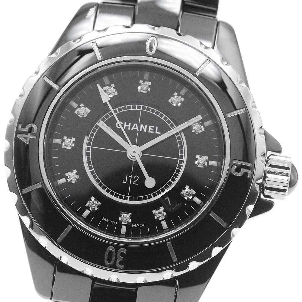 CHANEL J12 H1625 Black ceramic 12P diamond black Dial Quartz Ladies Watch_838055