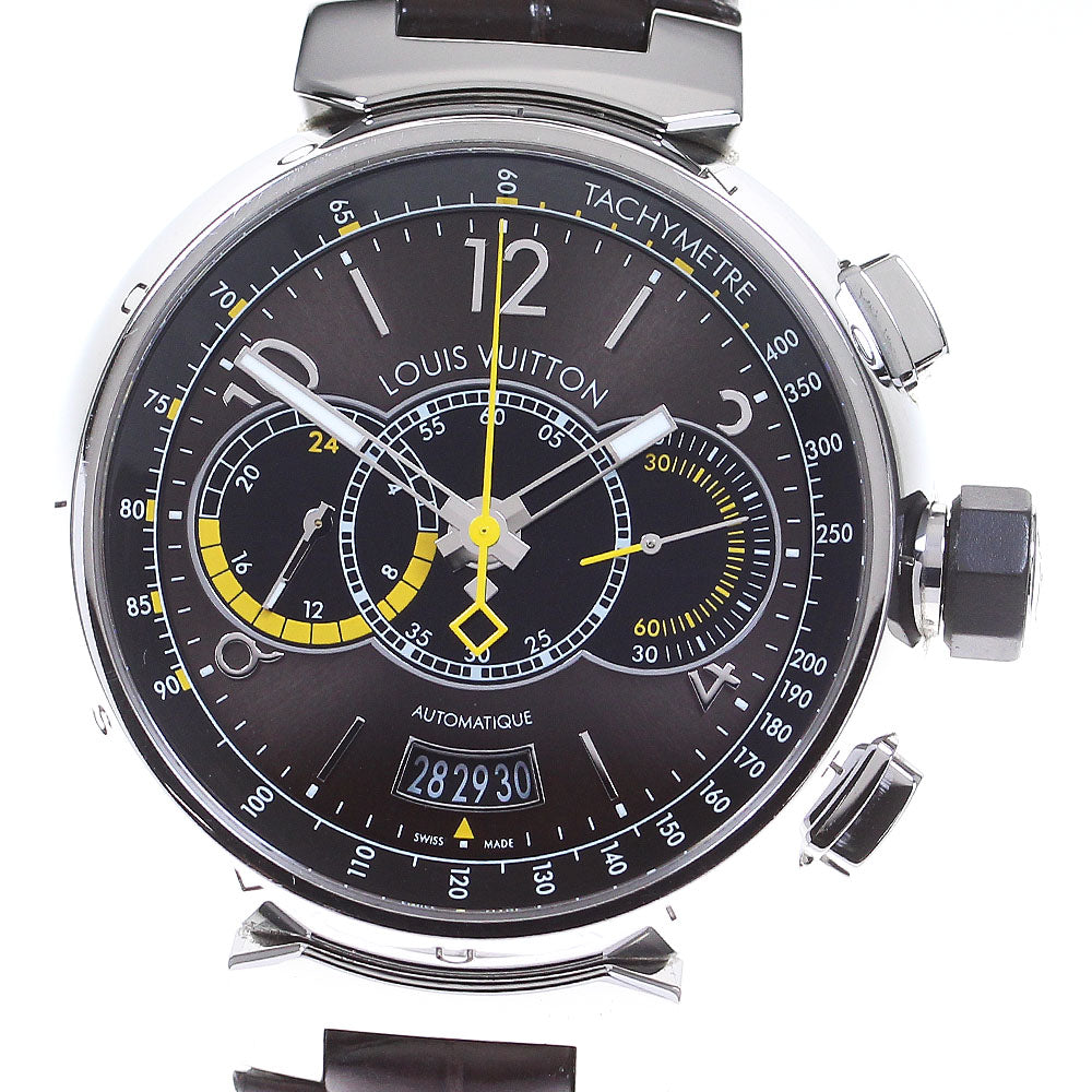 LOUIS VUITTON Tambour Q102L Chronograph Voyage Brown Dial Automatic Men's Watch_838233