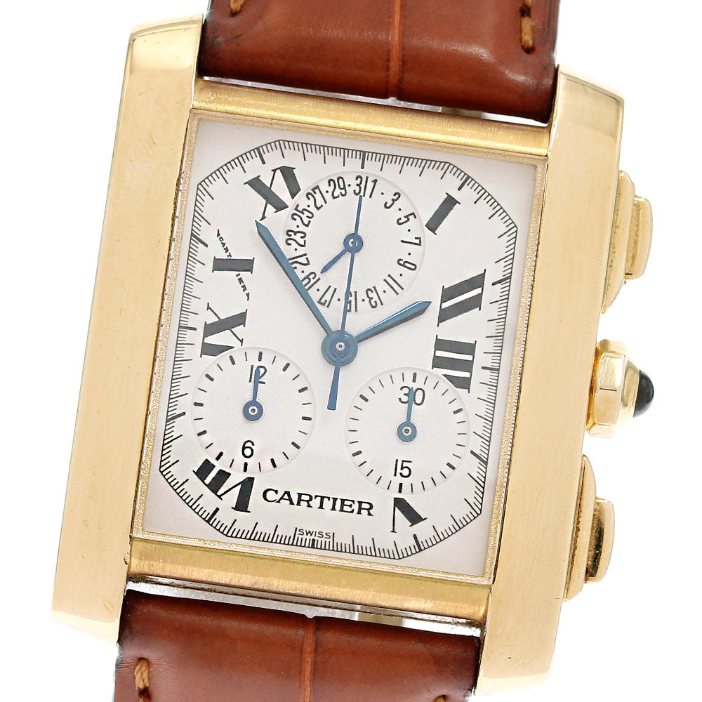 CARTIER Tank Francaise LM Chronoriflex W5000556 18K Yellow Gold beige Dial Quartz Men's Watch_838291