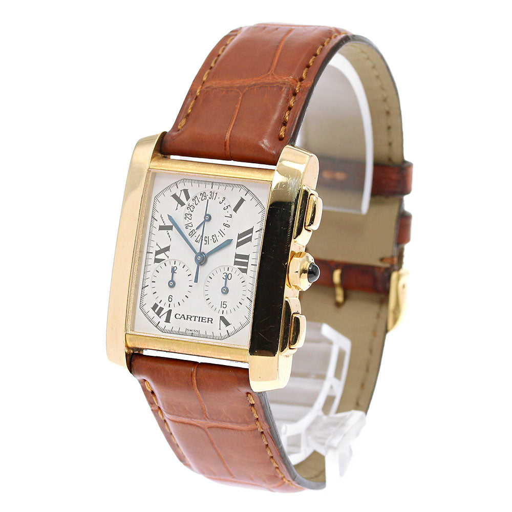 CARTIER Tank Francaise LM Chronoriflex W5000556 18K Yellow Gold beige Dial Quartz Men's Watch_838291