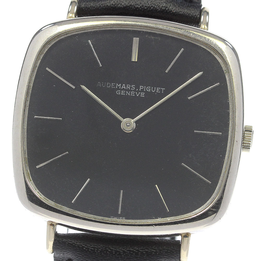 AUDEMARS PIGUET K18WG Square Vintage black Dial Hand Winding Men's Watch_838394