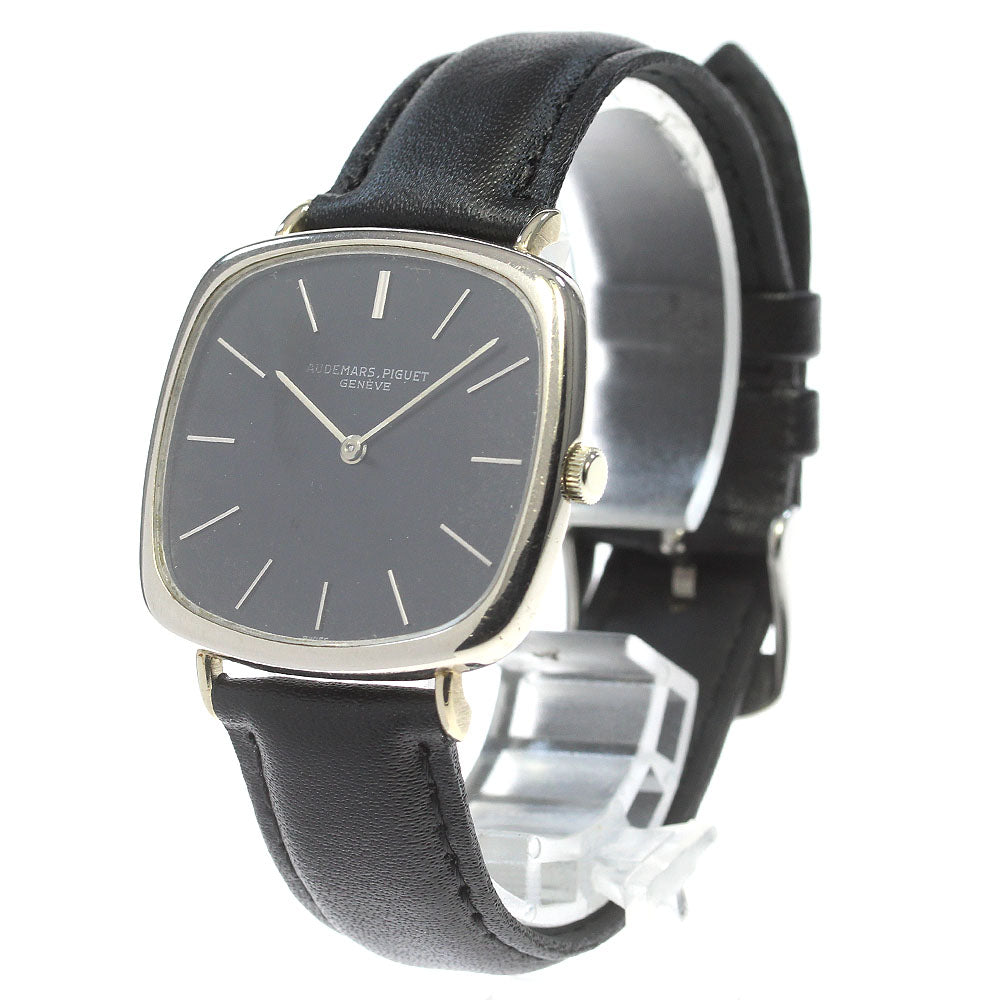 AUDEMARS PIGUET K18WG Square Vintage black Dial Hand Winding Men's Watch_838394