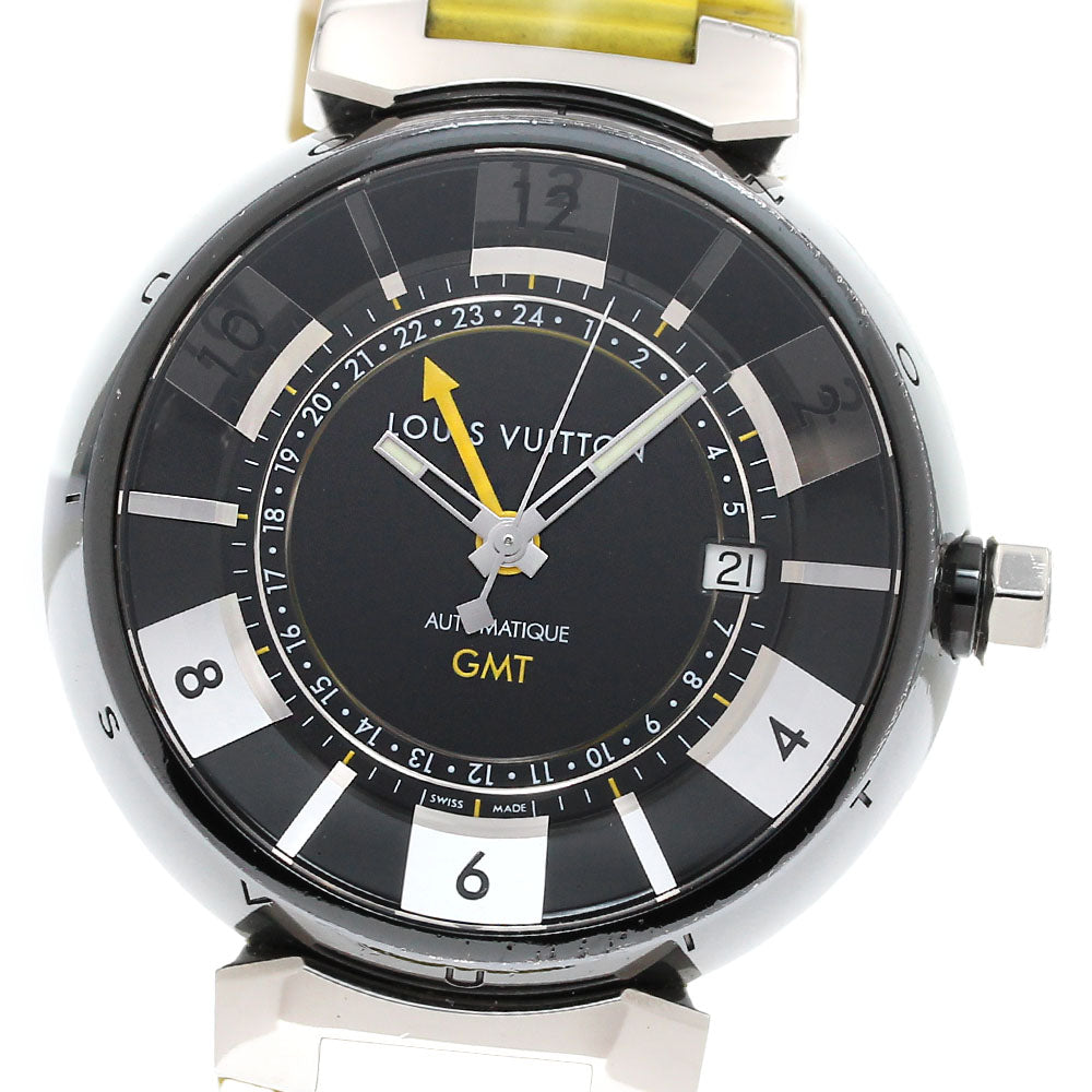 LOUIS VUITTON Tambour in Black Q113K GMT date Black / Silver Dial Automatic Men's Watch_838509