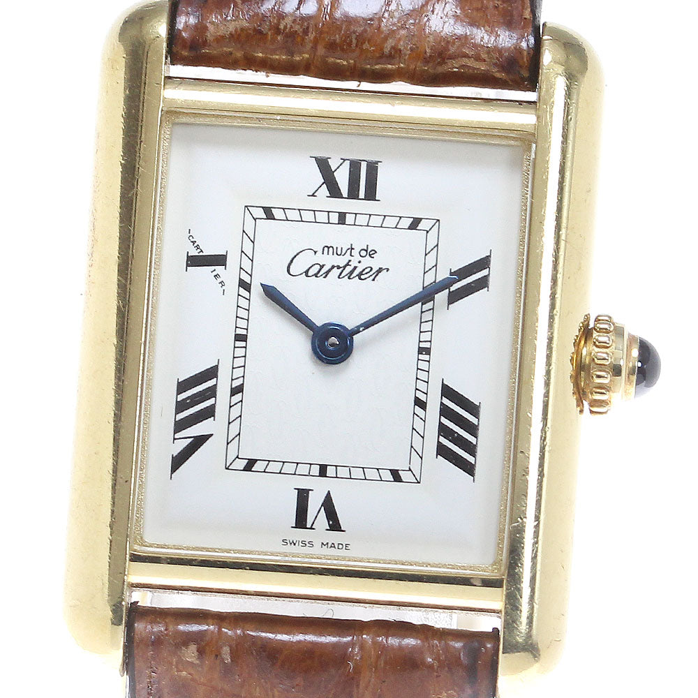 CARTIER Must tank SM W1013654 beige Dial Quartz Ladies Watch_838684