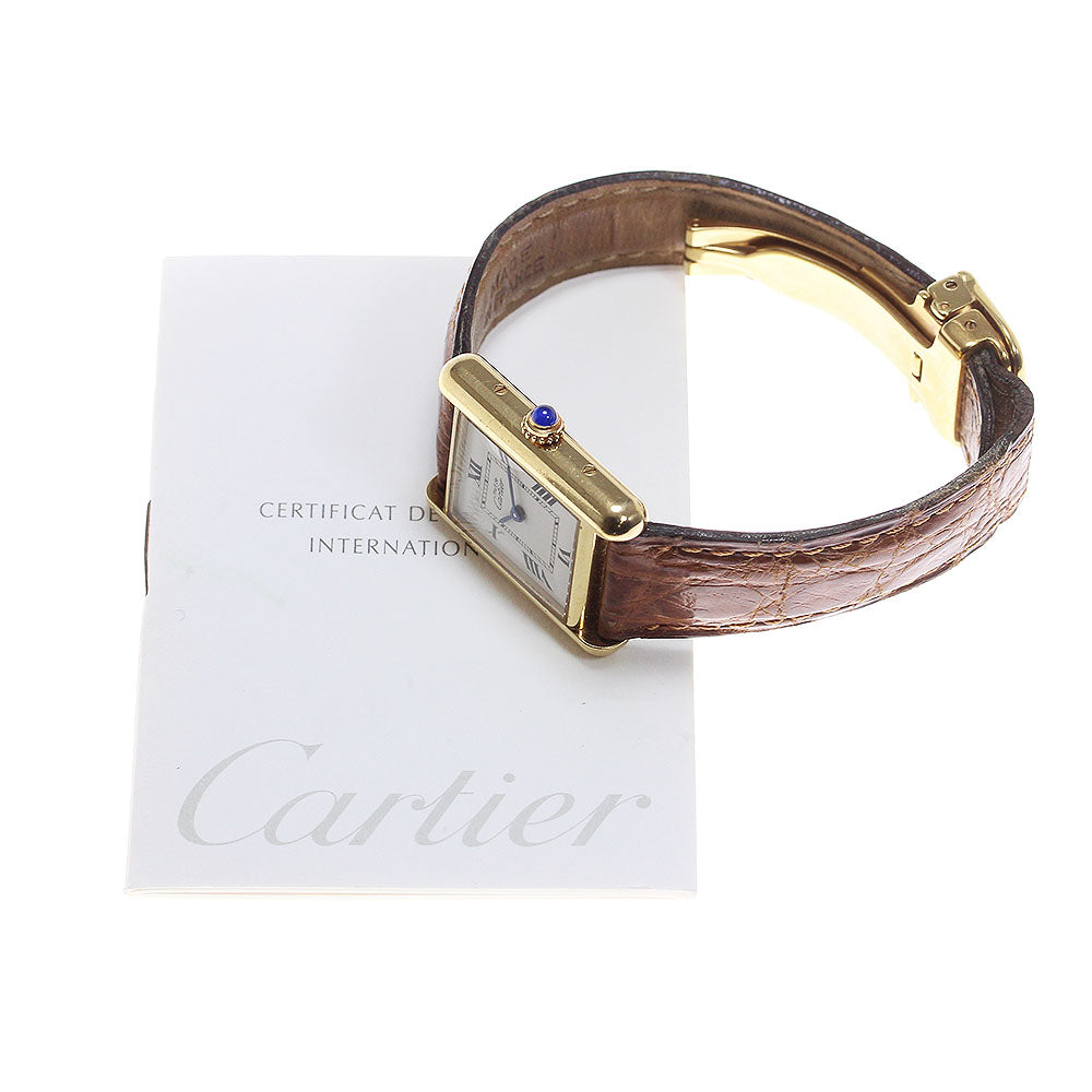 CARTIER Must tank SM W1013654 beige Dial Quartz Ladies Watch_838684