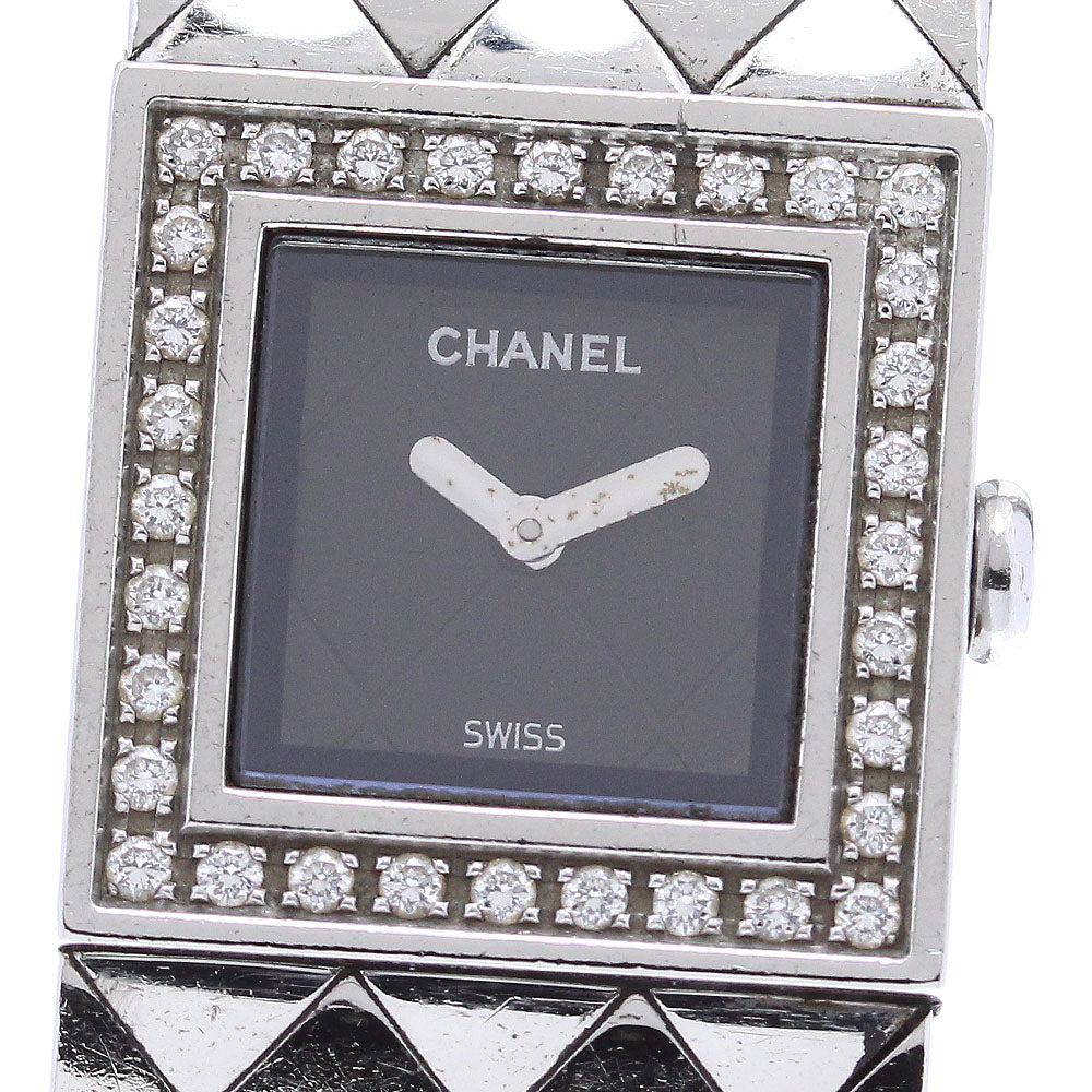 CHANEL Matrasse Diamond Bezel black Dial Quartz Ladies Watch_838688