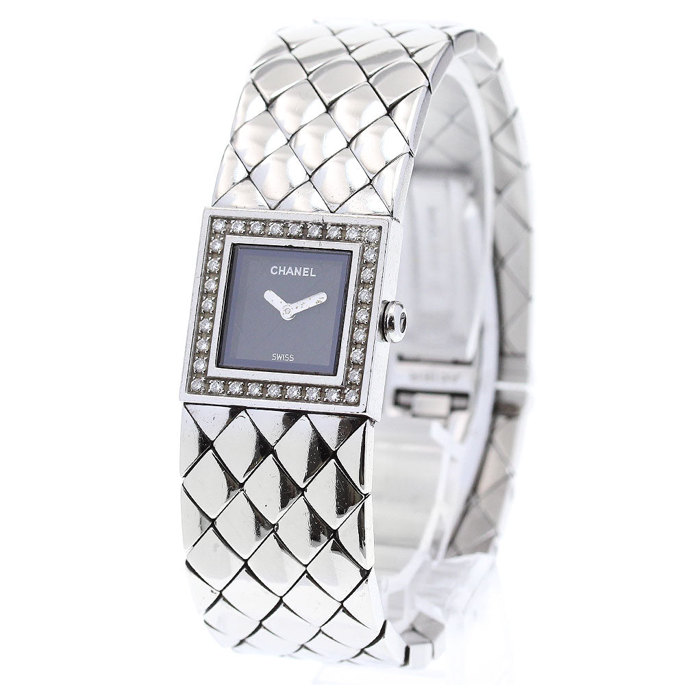 CHANEL Matrasse Diamond Bezel black Dial Quartz Ladies Watch_838688