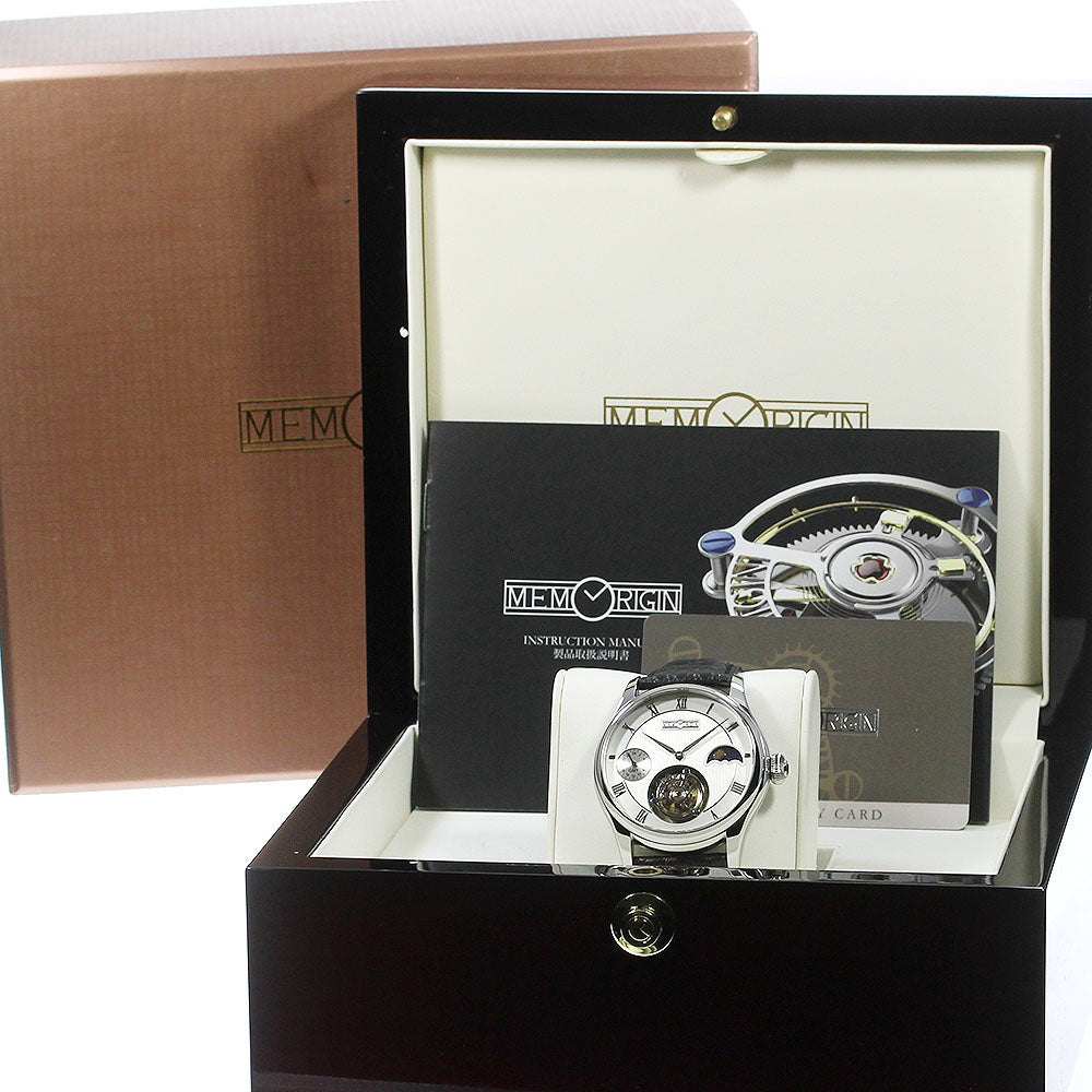 MEMORIGIN travelers MO1001G Tourbillon Moon Phase GMT white Dial Hand Winding Men's Watch_839177