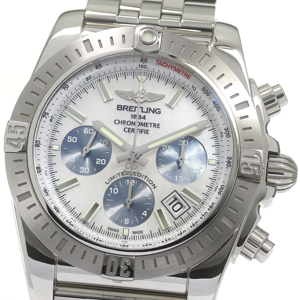 BREITLING Chronomat 44 Special AB0115 White Shell/Blue Dial Automatic Men's Watch_839216
