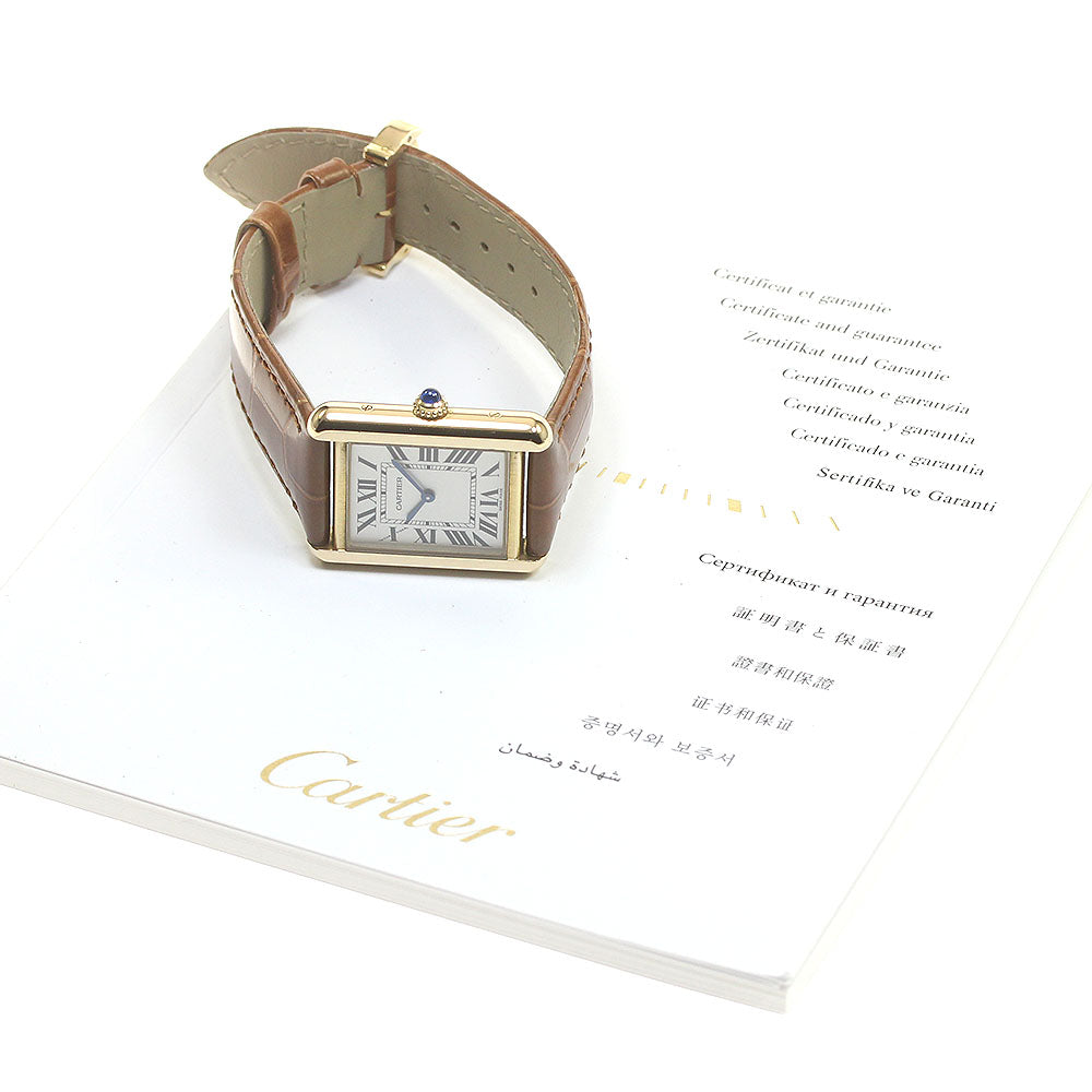 CARTIER Tank solo SM W5200002 K18YG2 tone Silver Dial Quartz Ladies Watch_839257