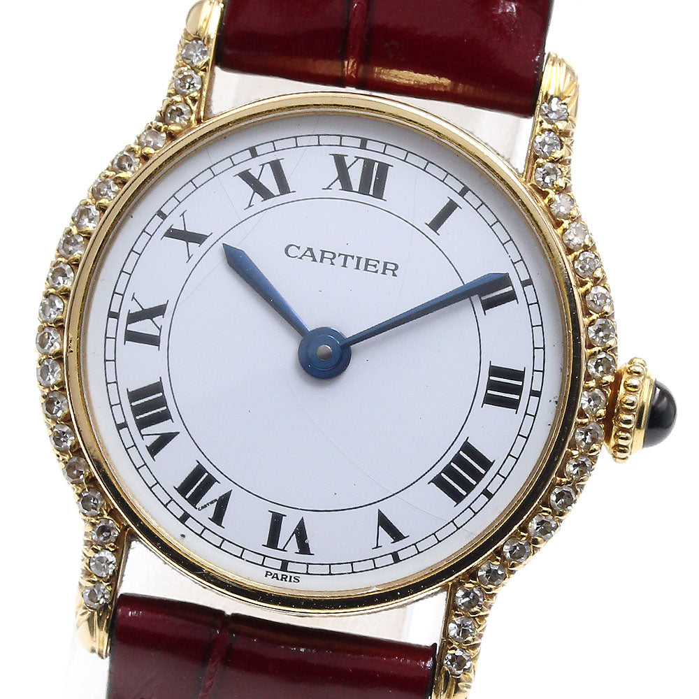CARTIER Riviera 86822252 K18YG diamond bezel white Dial Hand Winding Ladies Watch_839287