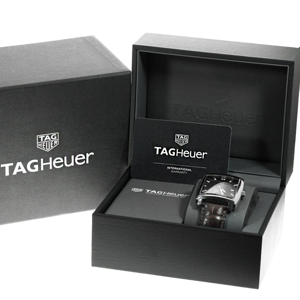 TAG HEUER Monaco WAW131E 12P diamond date Brown Dial Quartz Men's Watch_839294
