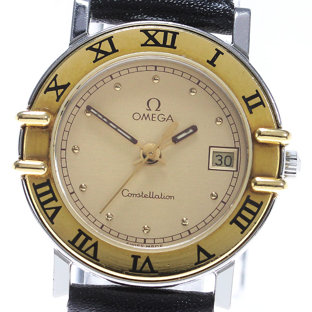 OMEGA Constellation YG bezel Gold Dial Quartz Ladies Watch_839328