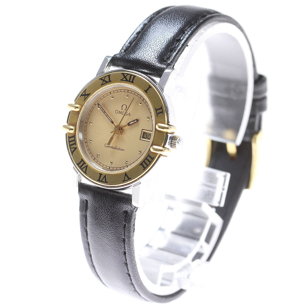 OMEGA Constellation YG bezel Gold Dial Quartz Ladies Watch_839328