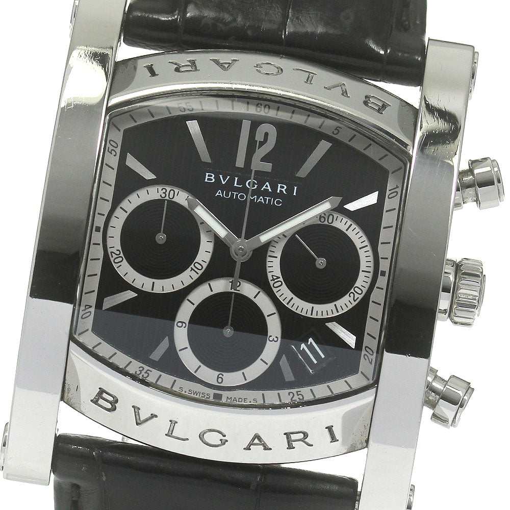 BVLGARI Assioma AA48SCH Chronograph Date black Dial Automatic Men's Watch_839552