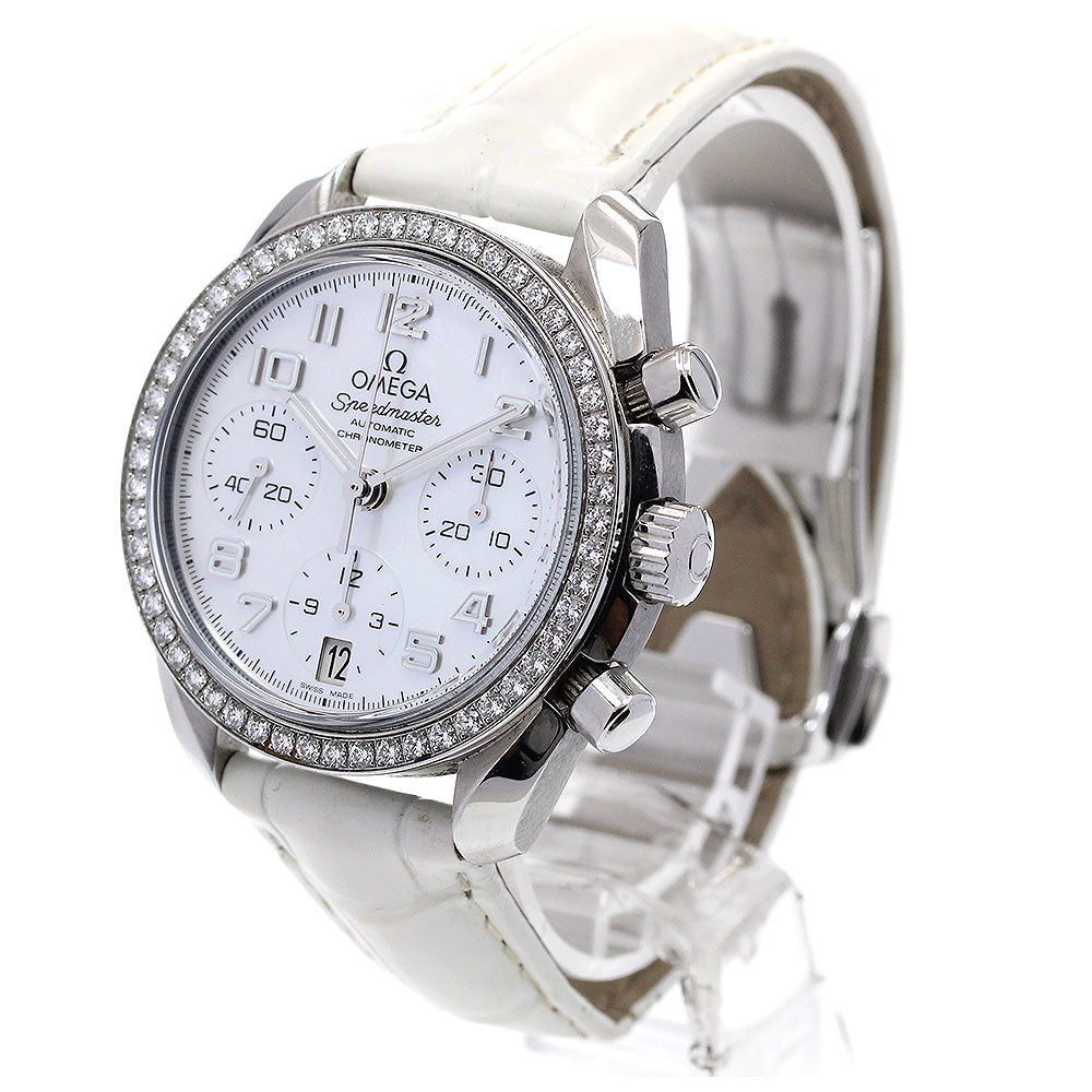 OMEGA Speedmaster 324.18.38.40.05.001 chronograph diamond bezel White shell Dial Automatic Boy's Watch_839653
