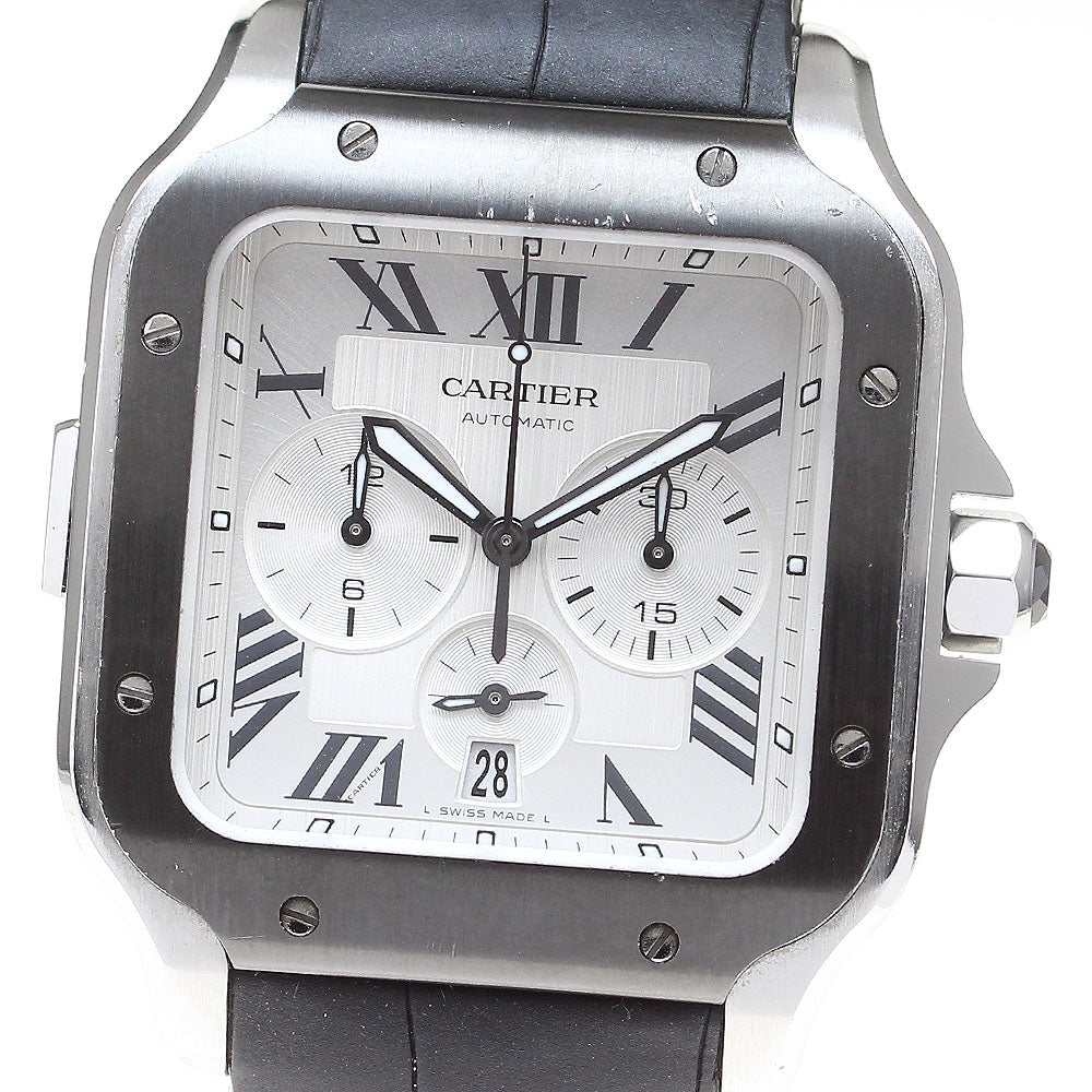 CARTIER Santos de Cartier Chronograph XL WSSA0017 Silver Dial Automatic Men's Watch_839764