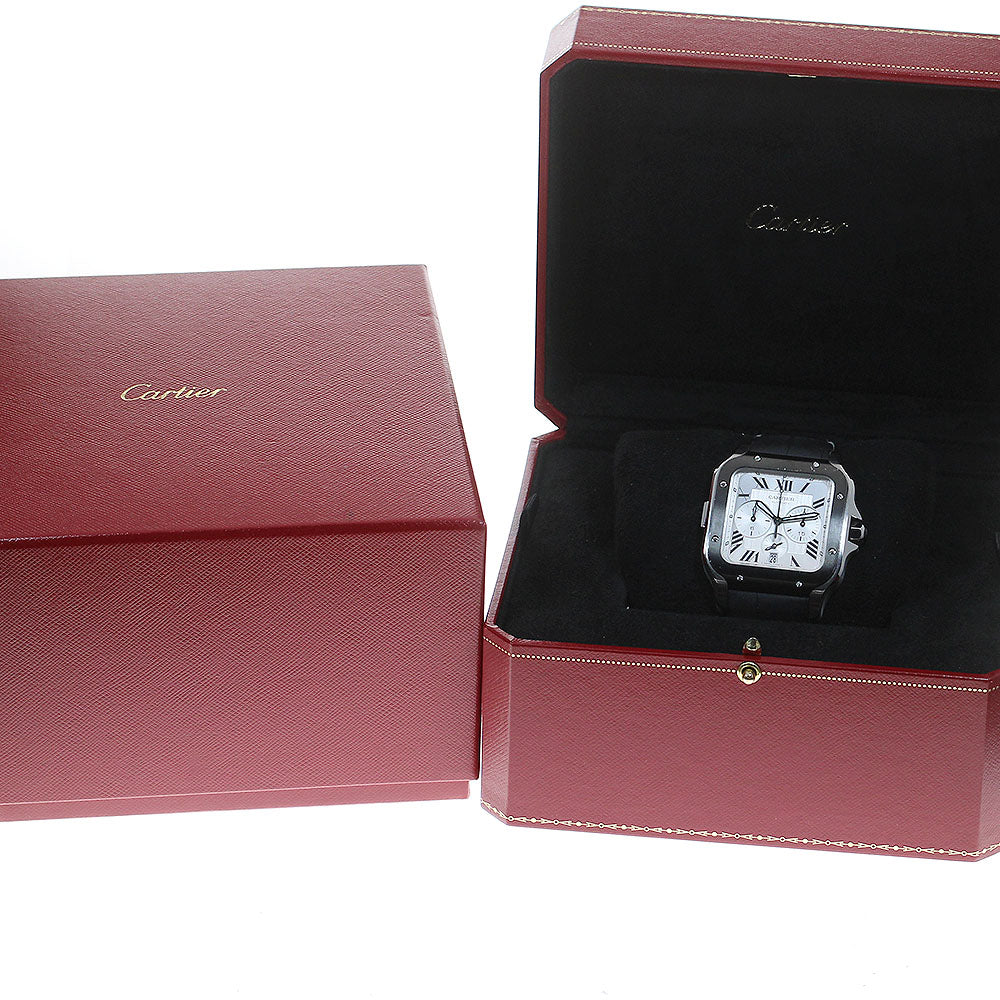 CARTIER Santos de Cartier Chronograph XL WSSA0017 Silver Dial Automatic Men's Watch_839764