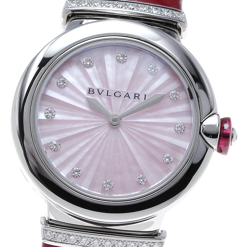 BVLGARI Le chair LU28S 12P diamond Pink shell Dial Quartz Ladies Watch_839975