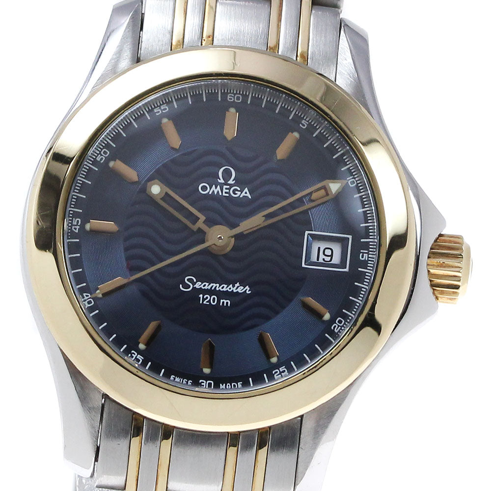 OMEGA Seamaster120 2381.81 YG2 tone Navy Dial Quartz Ladies Watch_840027
