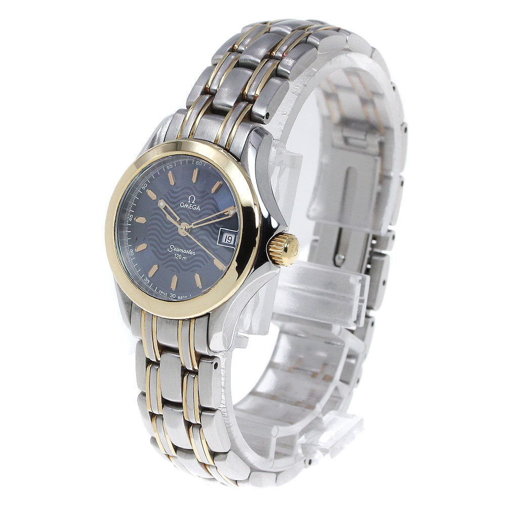 OMEGA Seamaster120 2381.81 YG2 tone Navy Dial Quartz Ladies Watch_840027