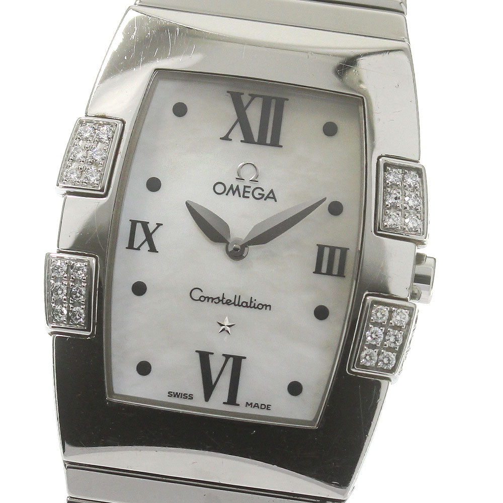 OMEGA Constellation Quadrella 1586.70 Diamond Bezel White shell Dial Quartz Ladies Watch_840035
