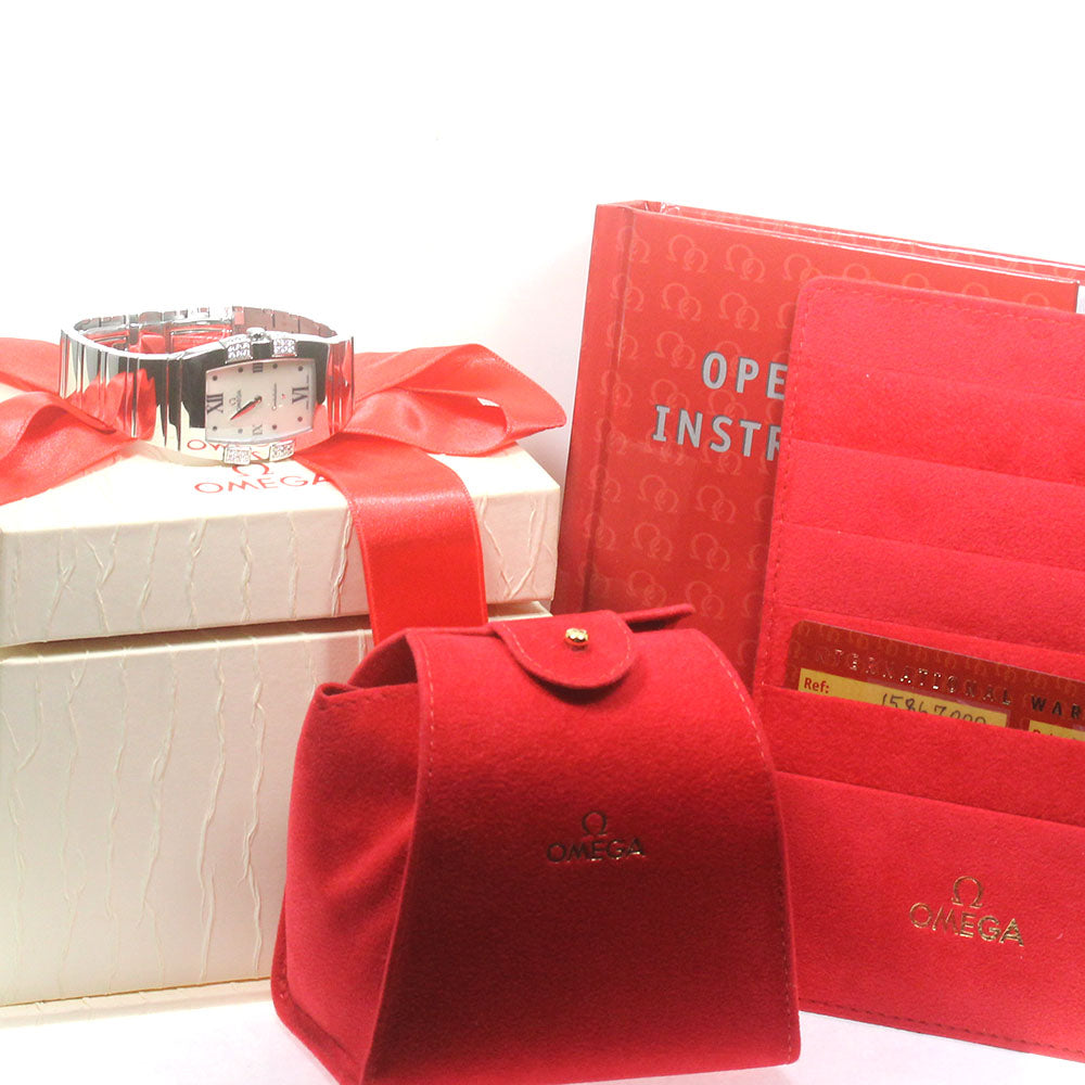 OMEGA Constellation Quadrella 1586.70 Diamond Bezel White shell Dial Quartz Ladies Watch_840035