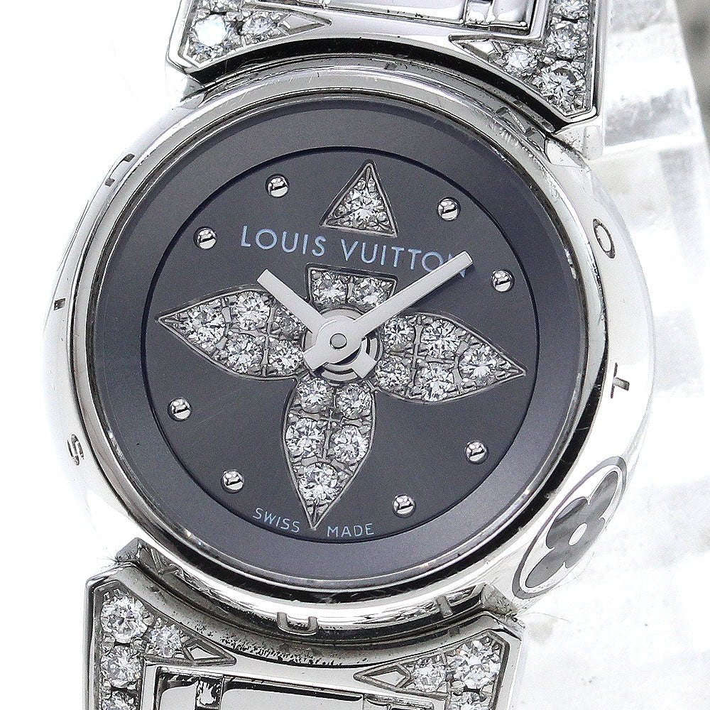 LOUIS VUITTON Tambour bijou Q151K diamond Gray Dial Quartz Ladies Watch_840255