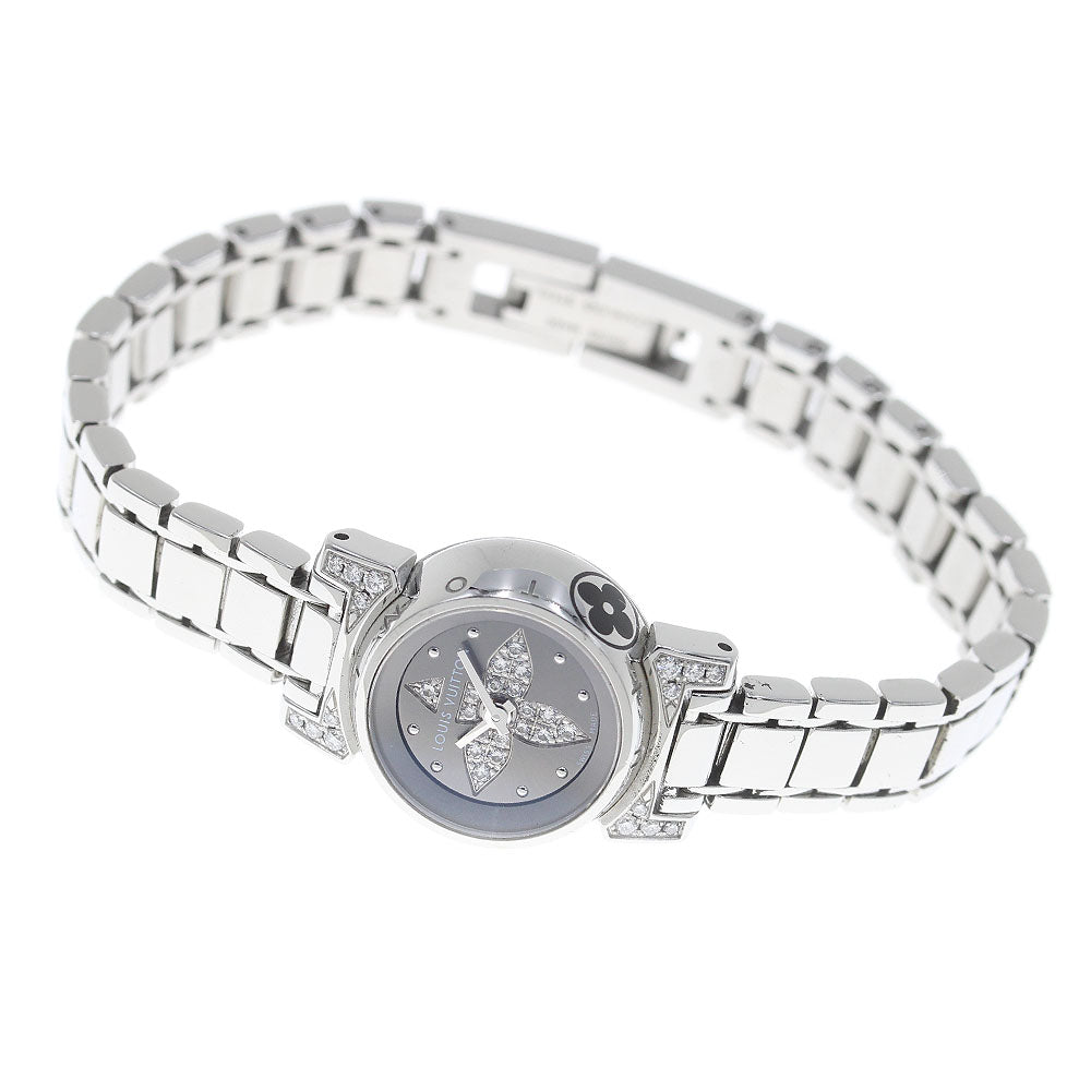 LOUIS VUITTON Tambour bijou Q151K diamond Gray Dial Quartz Ladies Watch_840255