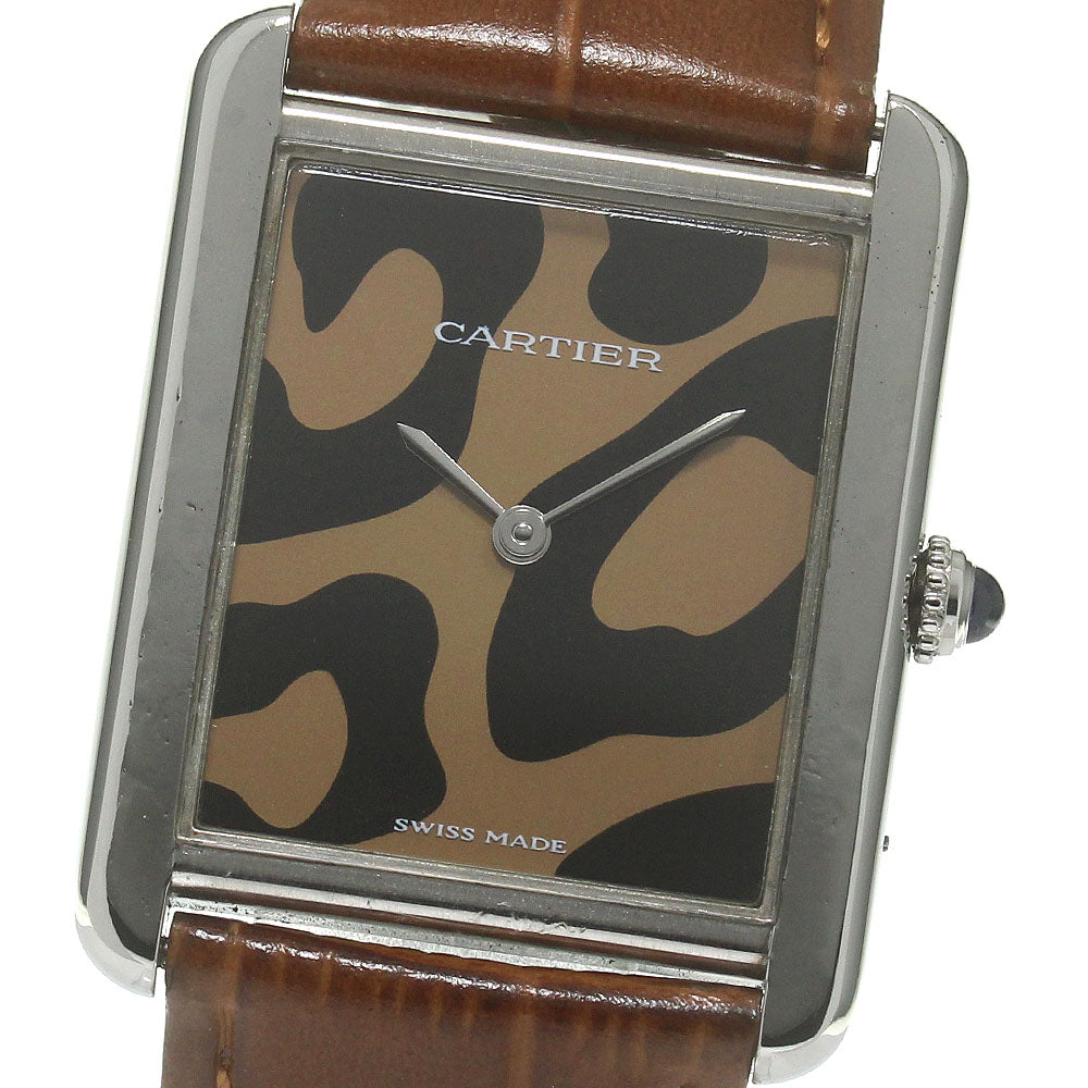 CARTIER Tank solo W5200016 PANTHERE motif Brown Dial Quartz Ladies Watch_840260