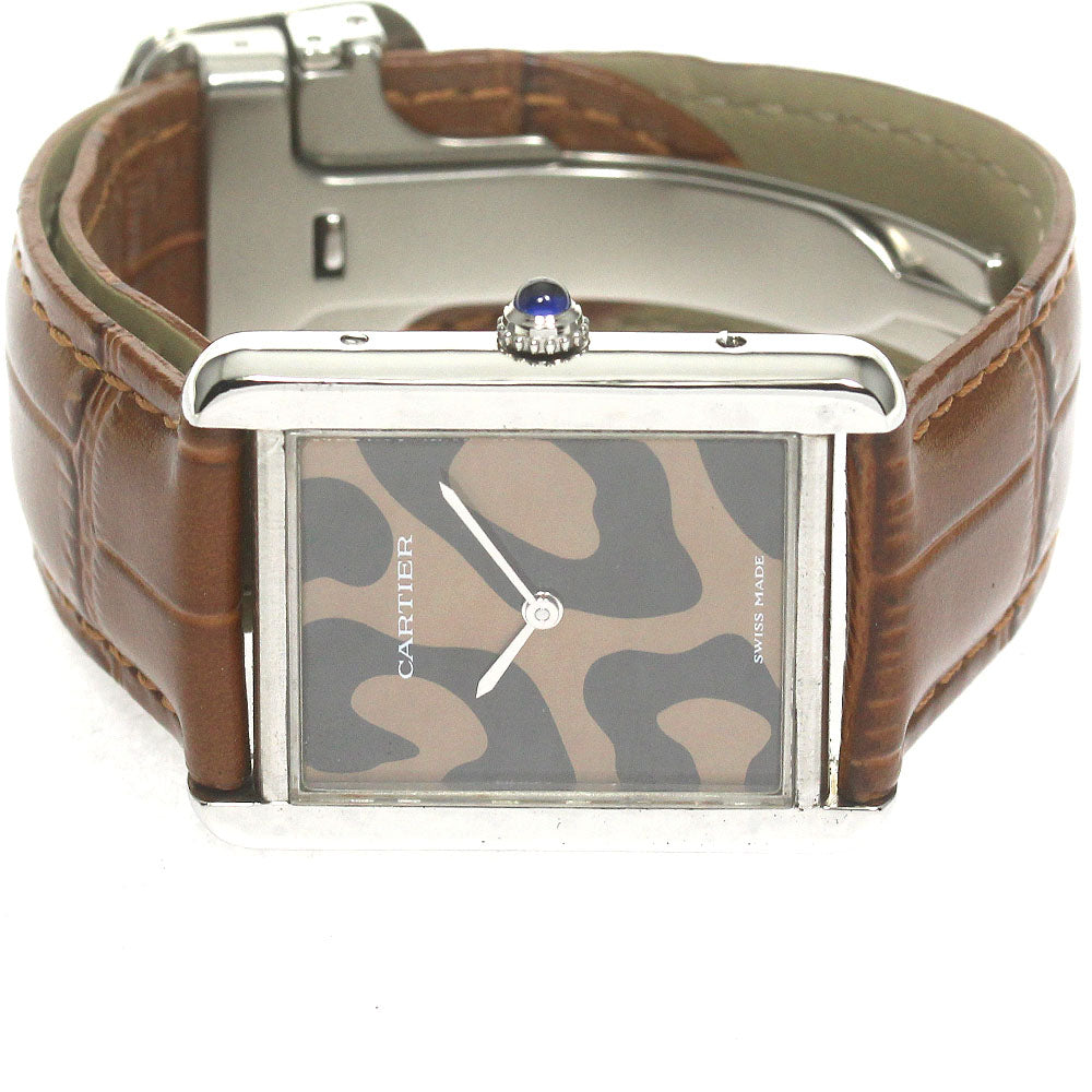 CARTIER Tank solo W5200016 PANTHERE motif Brown Dial Quartz Ladies Watch_840260