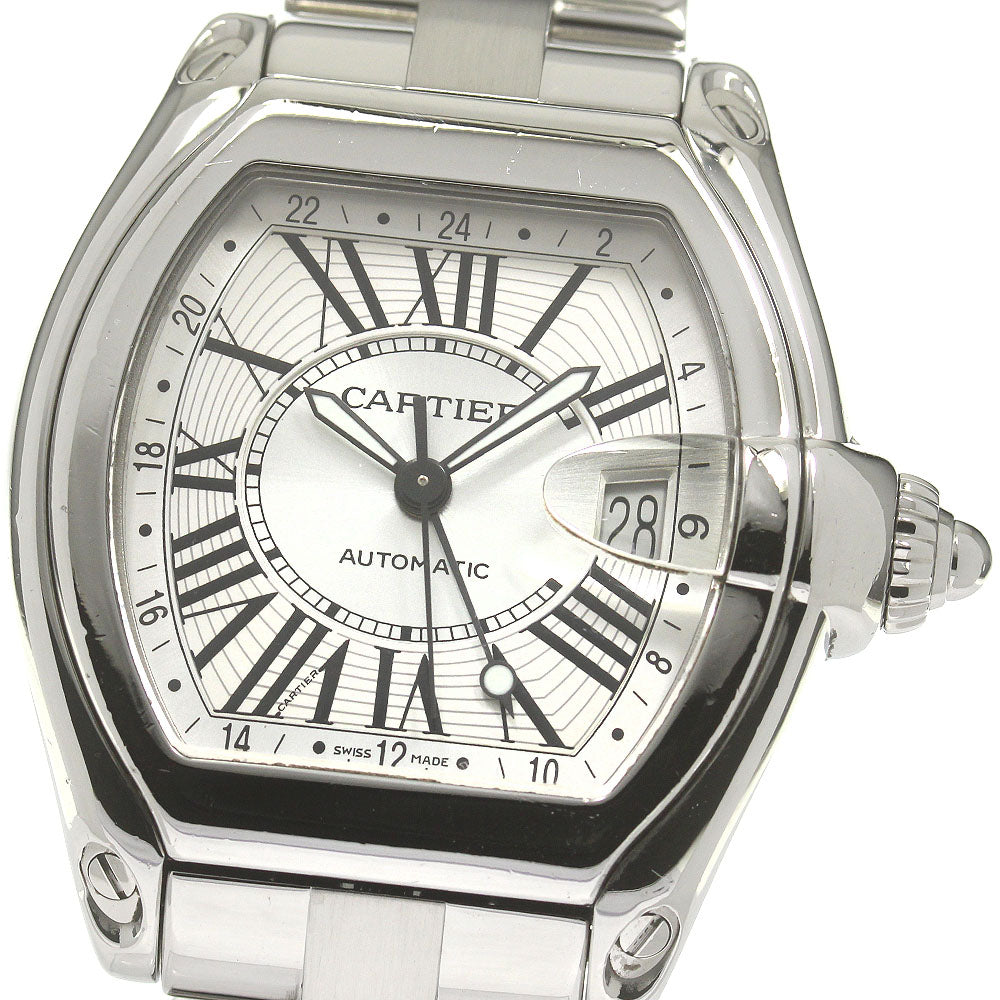 CARTIER Roadster W62032X6 Date GMT Silver Dial Automatic Men's Watch_840306