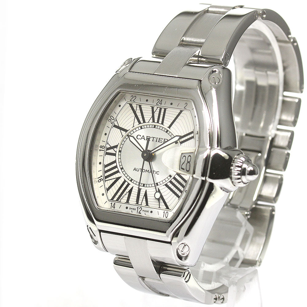 CARTIER Roadster W62032X6 Date GMT Silver Dial Automatic Men's Watch_840306