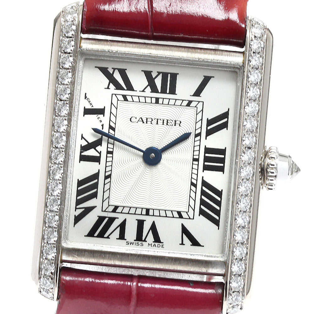 CARTIER Tank Louis SM WJTA0011 K18WG side diamond Silver Dial Hand Winding Ladies Watch_840326