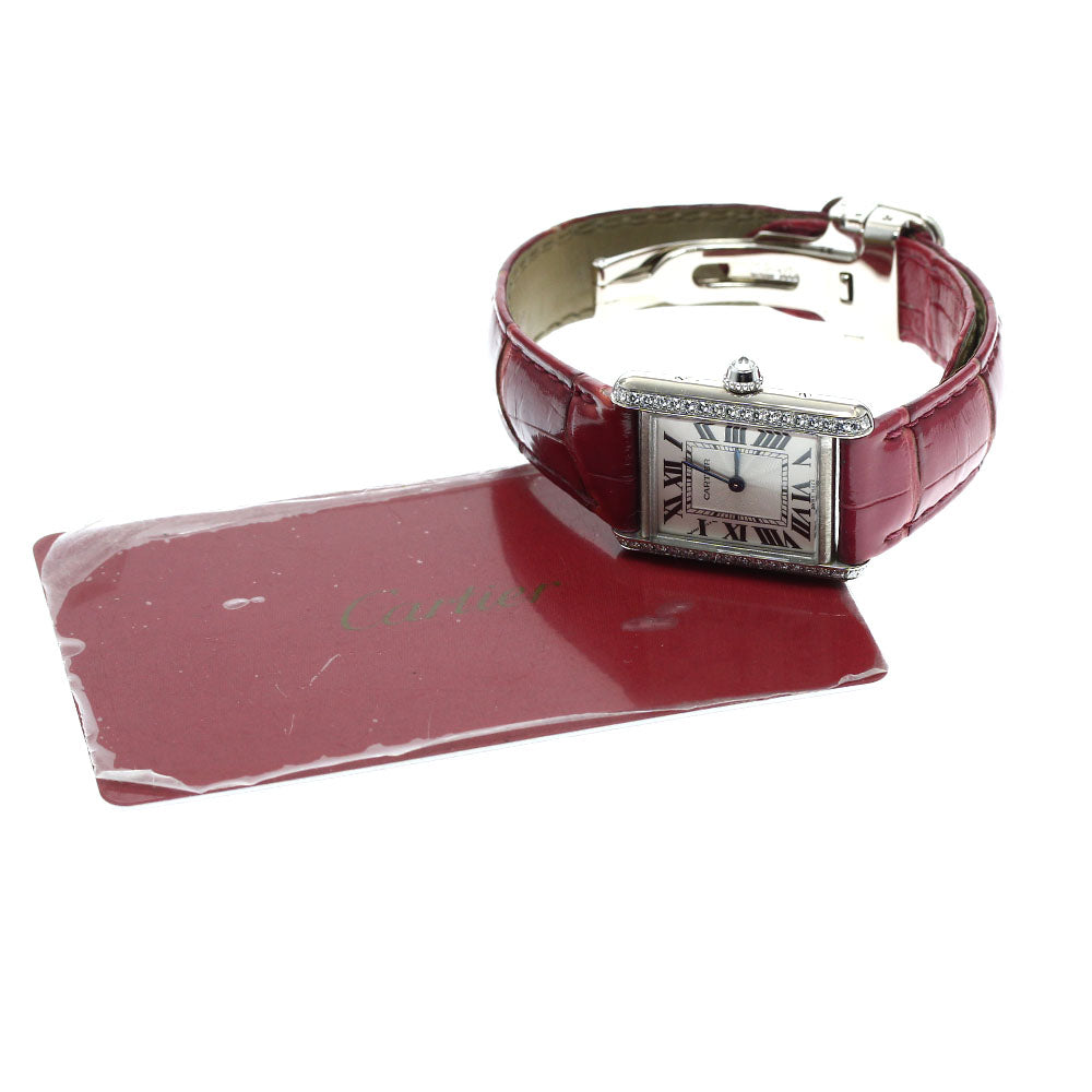 CARTIER Tank Louis SM WJTA0011 K18WG side diamond Silver Dial Hand Winding Ladies Watch_840326