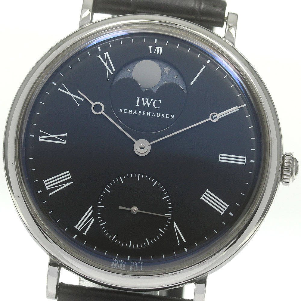 IWC SCHAFFHAUSEN Vintage Portofino IW544801 Moon phase black Dial Hand Winding Men's Watch_840332
