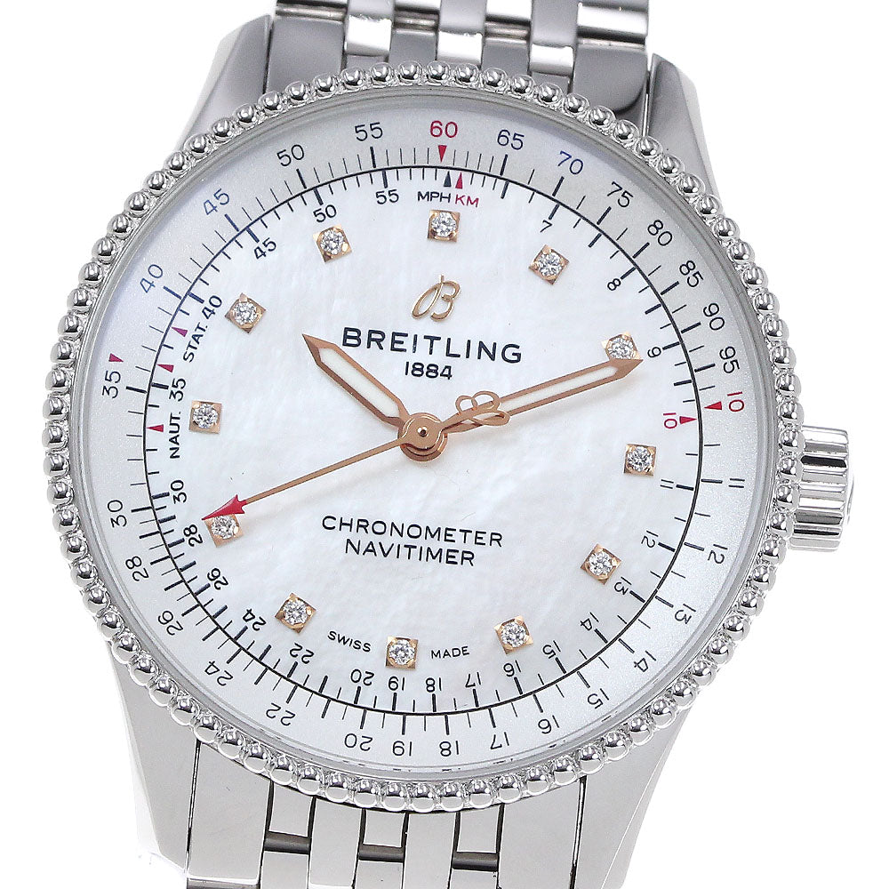 BREITLING Navitimer35 A17395 12P diamond White shell Dial Automatic Ladies Watch_840432
