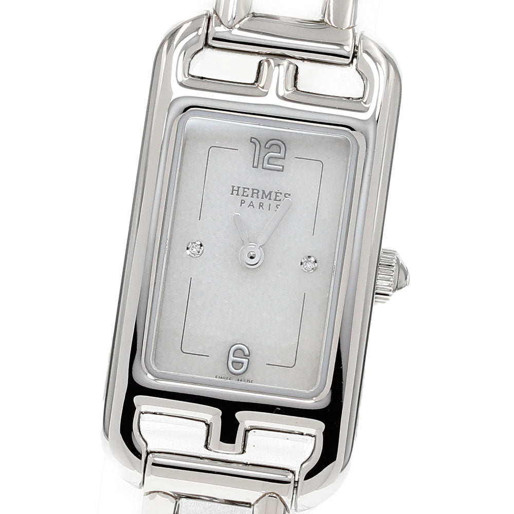 HERMES Nantucket NA2.110c 2P diamond White shell Dial Quartz Ladies Watch_840434