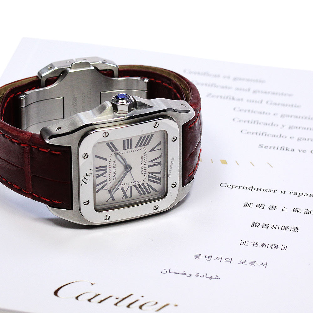 CARTIER Santos 100 MM W20126X8 Silver Dial Automatic Boy's Watch_840435
