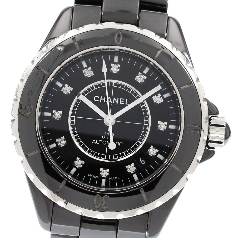 CHANEL J12 38mm H1626 Black ceramic 12P diamond Automatic Men's Watch_840451