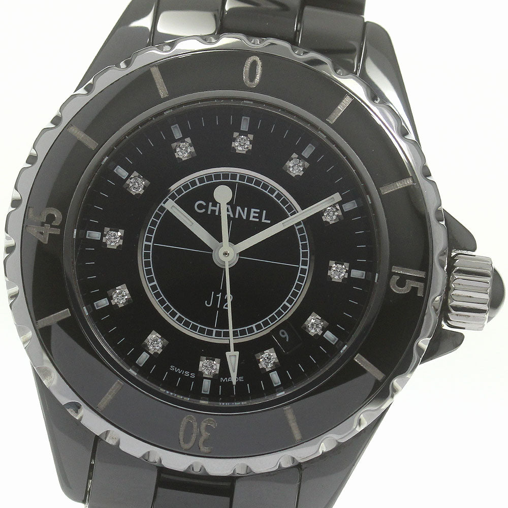 CHANEL J12 H1625 Black Ceramic 33MM 12P Diamond Quartz Ladies Watch_840601